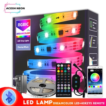 32.8 ft Bluetooth Rgbic Led Лампа с Ефект на Сеченето 18/30/60 led S/M Dreamcolor Smart Led Лента нощна светлина за Празника