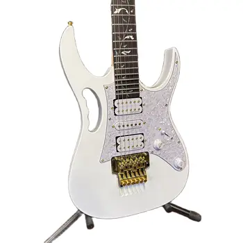 Бяла електрическа китара Famous master level 7V, качествена система за вибрато, 24-тонален лешояд, гъвкави тембър, безплатна доставка до дома.