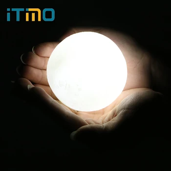 ITimo Moon Лампа, Акумулаторна батерия начало декор с дървени притежател на Сензорен прекъсвач USB led нощна светлина 8 см 3D лунна светлина