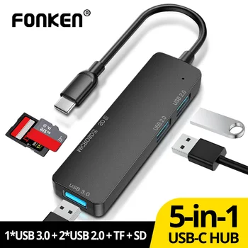 FONKEN USB Type C хъб за Macbook m1 air кабелен адаптер за лаптоп Xiaomi A USB хъб мультикабельный сплитер адаптер за четене на карти памет SD TF