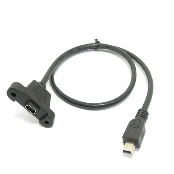0,3 М/0,5 М Винт за Заключване За закрепване на панел Mini USB 2.0 мъж към Жена удължителен кабел M/F Синхронизация на данни Кабел за зареждане на Хранене Винтове Бягство