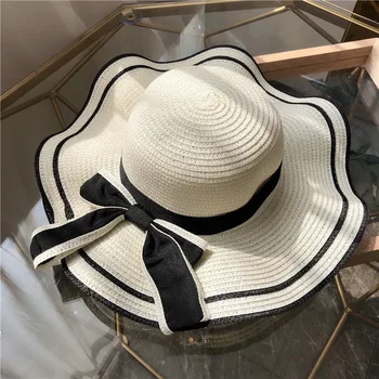 Feeddi Лятната сламена шапка, плажна шапка с широка периферия, козирка, слънцезащитен крем за почивка, шапка с голяма периферия, лятна шапка с широка периферия, шапка от слънцето