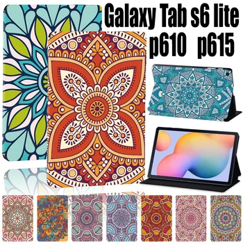 Калъф за Samsung Galaxy Tab S6 Lite P610/P615 10,4 Инча С Принтом на Мандала е От Изкуствена Кожа, Поставка За Таблет, Защитно покритие + Стилус