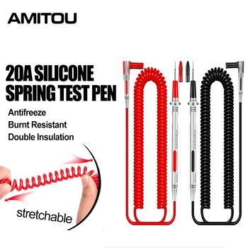 AMITOU 20A силиконови тестови кабели за мултицет, тест тел, многометровый тестер, накрайници за кабели, аксесоари за мултицет, аксесоари за тестер