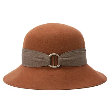 Нова топла вълна фетровая шапка в стил ретро с широка периферия, фетровая шапка с панделка, зимна шапка за жени, вечерни, църковни, сватбени шапки, извинение