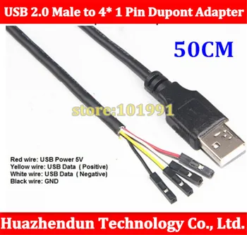 50 бр. висококачествени DIY 50 см USB 2.0 plug 4 1 пинов кабел-адаптер Dupont 24AWG Безплатна доставка