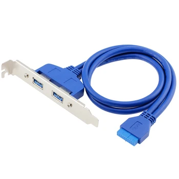 1,5 фута 19/20-пинов USB конектор за свързване на две USB-кабелям USB 3.0 тип A, Двустепенна кабел-сплитер USB3.0, отвори за винтове в лентата