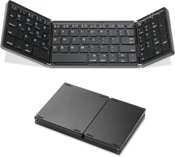 Мини преносим трехстворчатая клавиатура Френски английски испански тънка безжична цифрова клавиатура БТ за преносим компютър Mac, Windows, ipad