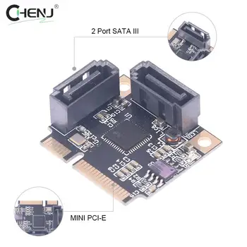 H1111Z Допълнителни карти Mini PCI-E PCI Express 2 порта SATA 3,0 Конвертор SSD HDD Контролер SATA3 Карта за разширяване на Множител SATA
