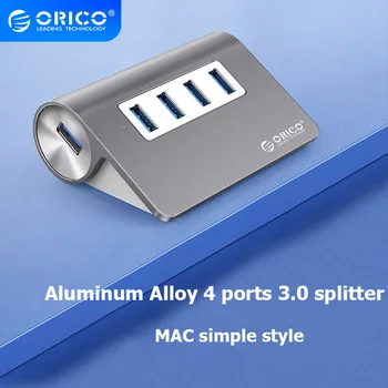 ORICO USB 3.0 ХЪБ Нов Дизайн на Mac Mini от висок Клас Високоскоростен Алуминиев, 4-Портов USB хъб-Сплитер с Кабел за пренос на данни (M3H4)