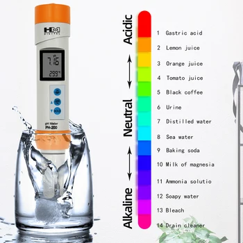 HM Цифров измерител на PH-200 PH COM-100 ЕО TDS метър на температурата с функция за автоматично калибриране на pH Тестер за качеството на водата дръжка