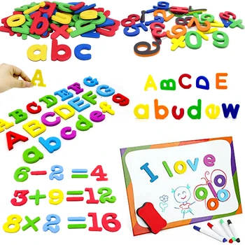 26 бр. магнитни букви от пяна EVA, главни и малки обучение цифри за деца, за обучение, определени за правописа и сметки