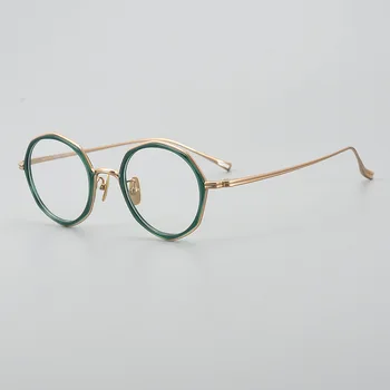 Висококачествена дограма за очила от кръгла сплав в ретро стил за мъже 2023, рамки за очила, ръчно изработени, очила за четене при късогледство, дамски слънчеви очила по рецепта