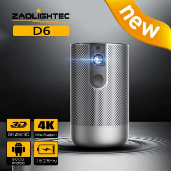 ZAOLITGHTEC D6 Мини Преносими Пико Проектор Smart Андроид Wifi TV LED DLP Проектор 4K 1080P за Мобилен Телефон Smart с Батерия