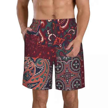 Летни мъжки къси панталони с 3D принтом Пейсли, плажни хавайски домашни къси панталони на експозиции в стила на свободното време