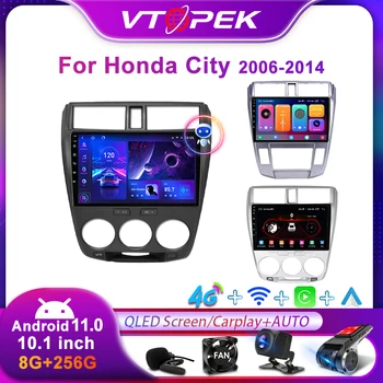 Vtopek 2Din 4G Android11 Авто Радио, Мултимедиен Плейър За Honda City 2006-2014 GPS Навигация Carplay Стерео авто 2010 2013