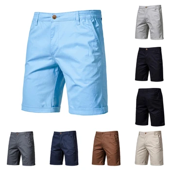 2023 Летни обикновена ежедневни панталони мъжки високо качество на бизнес мъжки къси панталони с еластичен ластик на талията Класически плажни шорти в модерен стил