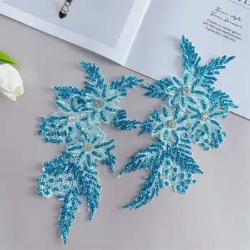 Лейси бродирана апликация на Цветни занаяти собствените си ръце нашивка от плат с флорални модел на Цветето на финикс за шиене на сватбена рокля