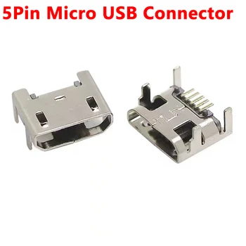 Висококачествен конектор Micro USB Type B 5pin, 4 вертикални крака, клеми за запояване печатни платки, конектор за интерфейс на Smart Machine