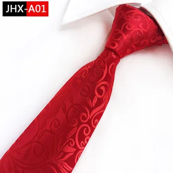 2018-Нови червени вратовръзки с пейсли, сребърен акупресура декорация, мъжки модни 8 см сватбени офис вратовръзки
