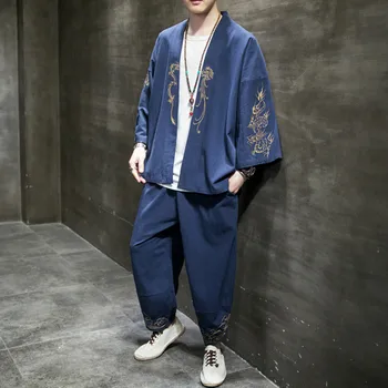 Бродерия Кимоно Daopao Халат Костюм Плюс Размер 4XL 5XL Годишната Традиционна Китайска Облекло Стил Orient Tang Hanfu Комплекти за Мъже
