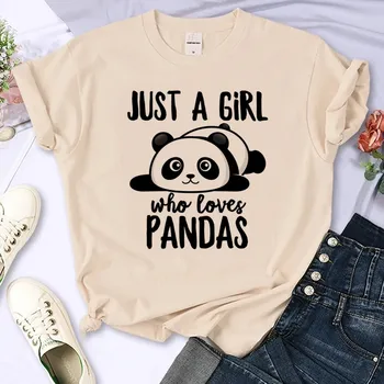 Мъжки реколта тениски Just A Girl Обича Pandas, унисекс тениски с къс ръкав, I Love Mommy, женски подаръци, памучни тениски