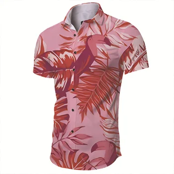 Мъжки тънка риза с къс ръкав и ревери, ризи с цифрово принтом за мъже, луксозни мъжки дизайнерски дрехи, адаптивни