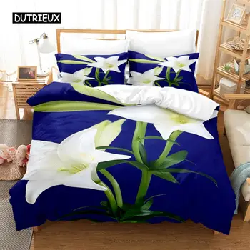 Комплект спално бельо с флорални растения, определени пододеяльников, 3d спално бельо, спално бельо с дигитален печат, комплект спално бельо размер 