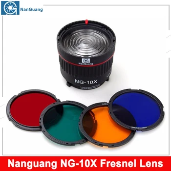 Nanguang ПГ 10X Фокусирующая леща Fresnel за led светкавица Студиен светлина Фокусирующая Леща Определяне на Боуен за светкавица и led подсветка с 4-цветен плат