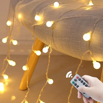 Батерия USB 110V 220V Led венец с шариковыми гирлянди, Коледна лампа, страхотна венец на открито за празнична сватбена украса на стаята