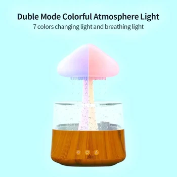 450 мл дождевое облак Дизайн овлажнител на въздуха Гъби лампа Цветна лека нощ Ултразвукова ароматни дифузор USB въздушен дифузор туманообразователь