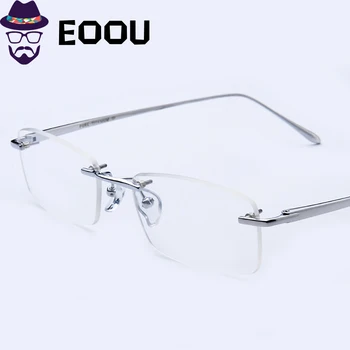 Чист Титан Мъжки Унисекс Очила Без Рамки Предписаните Очила Oculos Очила Gafas Opticas Стъклена Дограма