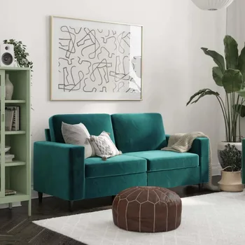 3-местен разтегателен, мебели за хола, зелено кадифе