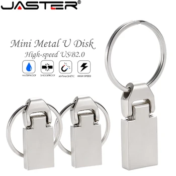 JASTER USB 2.0 Мини Метална Креативна Сребърна Карта USB Памет USB Флаш памет 4 GB 8 GB 16 GB 32 GB 64 GB Адаптивни Подарък С Логото на
