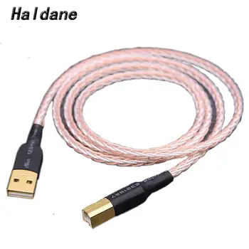 Haldane 8xTwist 7N OCC Посеребренный HIFI, USB-кабел на КПР A-B OCC Посеребренный Цифров аудио кабел USB 2.0 Type A - B.