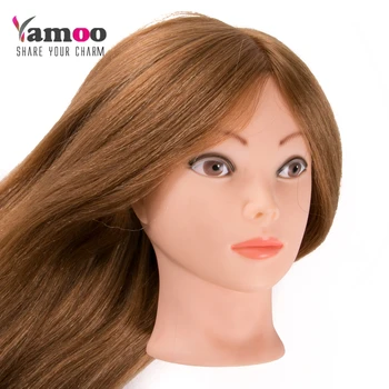 60% от Тези Човешки косъм Тренировочная глава на кукла за фризьори Кукли-Манекени професионална стайлинговая главата може да бъде завитой тренировочная главата