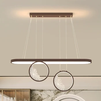Изчистен модерен неокитайский окачен лампа за хранене творческа изкуство дълга ивица чайна бар Дзен украса led окачен лампа