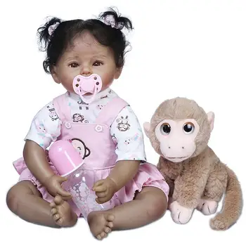 50 см Силиконова Кукла Черна Имитация на Преродения Кукла Baby Реалистични Меки На Допир Фина Работа Коледна Изненада Подаръци За Момичета