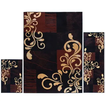 Комплект от 3 теми, модерен матов с цветя лоза - Ariana Galil, черен /кафяв