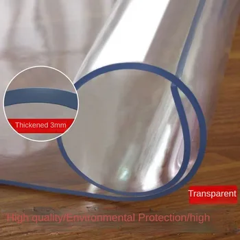 Покривка от мека стъкло 3,0 mm, прозрачна тъкан от PVC, водоустойчив правоъгълна тампон, кухненски маслостойкий мат