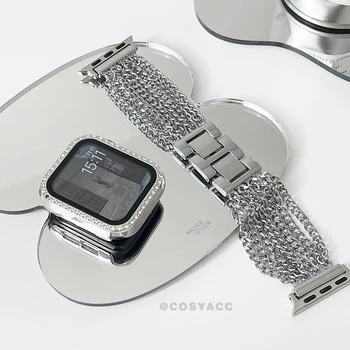 Калъф + рокля гривна за Apple Watch каишка 40 мм 41 мм, 38 мм и 45 мм 44 мм 42 мм метална каишка