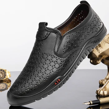 Висококачествена марка мъжки обувки от естествена кожа, мъжки ежедневни обувки с изрезки, бизнес обувки, офис мини мъжки лоферы
