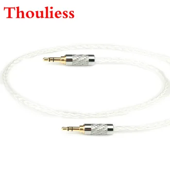 Thouliess 7N OCC 8 Croes Посеребренный аудио кабел 3.5 мм-3,5 мм мъж към мъж Aux аудио кабел за Автомобилни слушалки, може да се настрои на главата, Проводна Линия