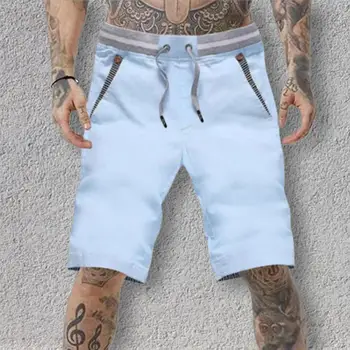Стилни мъжки къси панталони обикновена преки свободни летни шорти с дълбоко деколте в перинеума