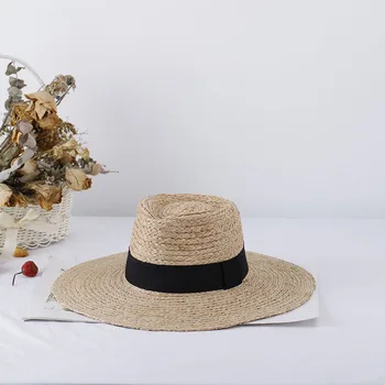 елегантни дамски шапки от лико, фетровая сламена шапка с голяма периферия, дамски шапки за слънце, лятна шапка, Сламена шапка-кофа, шапка за голф
