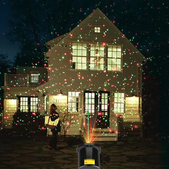Външен лазерен проектор с дистанционно управление осветява червена и зелена светлина движеща се звезда в цял ръст, лазерен с лампа, Коледен градина, косене, озеленяване лампа