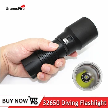 Подводен 100-метров водоустойчив фенер за гмуркане XM-L2 с led подсветка бял цвят, задвижвани от батерия 32650
