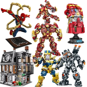 Нови събрани на големи строителни блокове супергерой на Марвел, история на Мики, spider-Man, Iron man, градивните елементи на Мали, забавни играчки