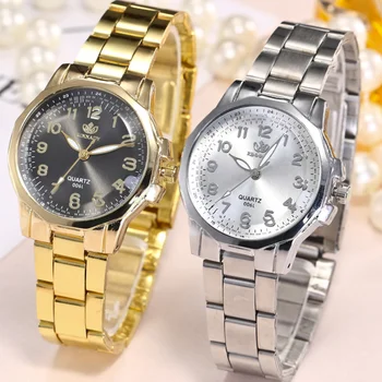 Златни дамски часовник, дамски часовник-гривна от креативно сплав, женски цифрови кварцови часовници