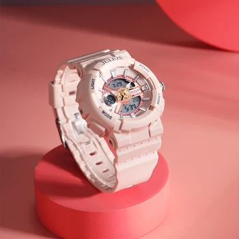 Детски Ударни Многофункционални Дамски часовник Lady Hours Изискан Модерен Часовник С Гумена wsop гривна, Сладка, Подарък за момичета, кутия Julius